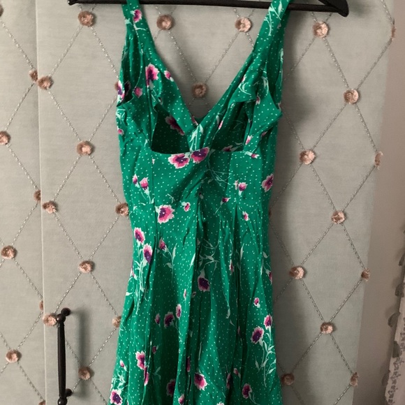 Free People | Dresses | Free People Green Floral Mini Dress With Cutouts |  Poshmark